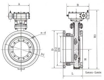 管網(wǎng)法蘭式伸縮蝶閥結(jié)構(gòu)示意圖